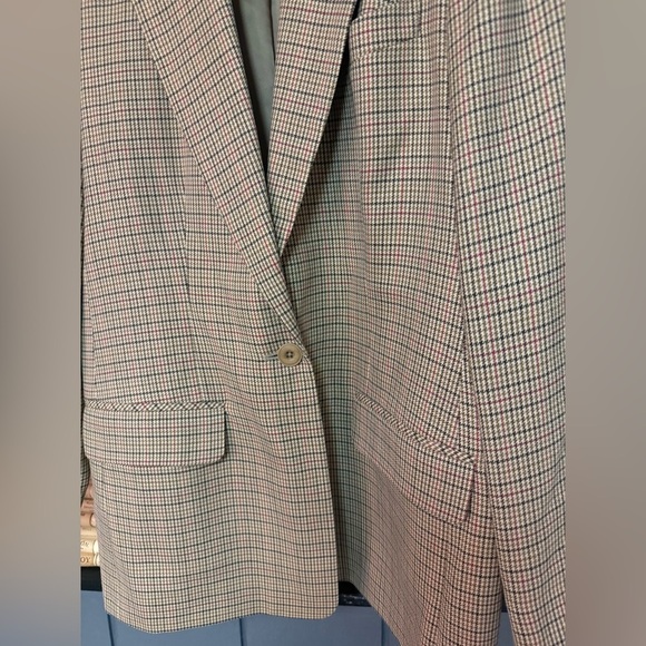 Vintage 90’s Lands End Wool plaid oversized blazer size 6 - Picture 3 of 6